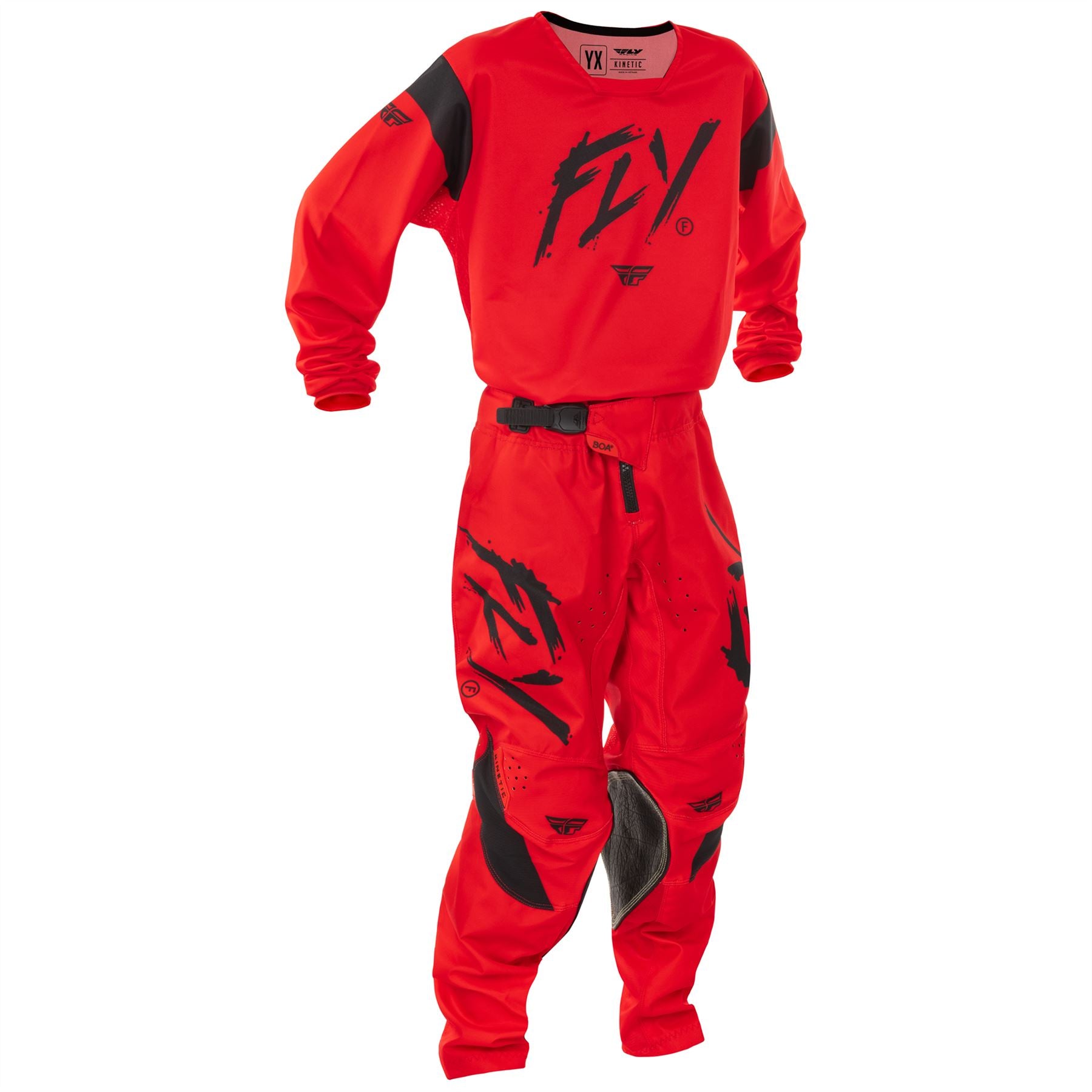 Fly Racing 2025 Motocross Combo Kit Kinetic Youth Red Black